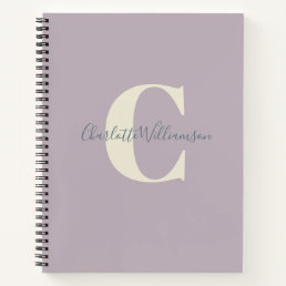 Simple Personalized Monogram and Name in Lilac  Notebook