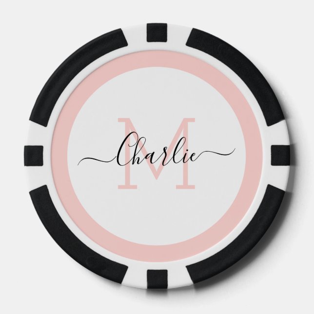 Simple personalized monogram and name poker chips (Front)
