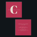 Simple Personalized Monogram Name Pink Red Modern Square Business Card<br><div class="desc">Simple Personalized Monogram Name Pink Red Modern Square Business Card</div>