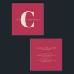 Simple Personalized Monogram Name Pink Red Modern Square Business Card<br><div class="desc">Simple Personalized Monogram Name Pink Red Modern Square Business Card</div>