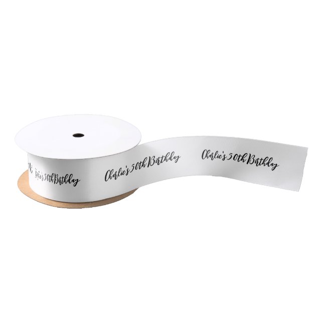 Simple Personalized Name Happy Birthday Party Satin Ribbon (Spool)