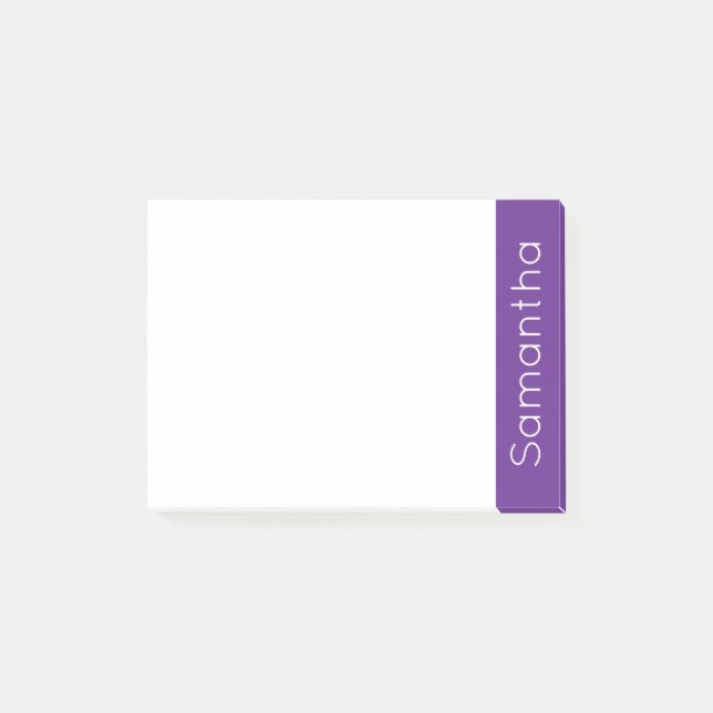 Simple Personalized Name Purple and White Post-it Notes (Front)