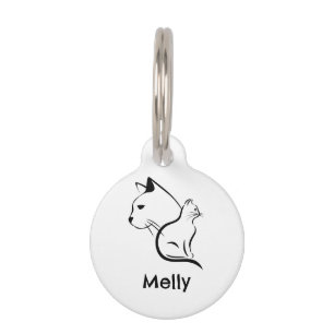 Simple Personalized Name White Cat Pet ID Tag