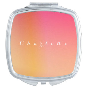 Simple Personalized Orange Ombre Compact Mirror