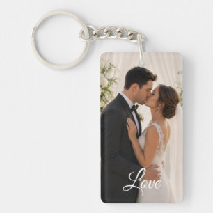 Simple Personalized Photo and Text Photo Keychain