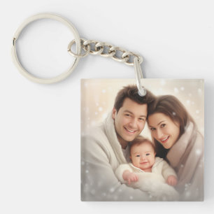 Simple Personalized Photo and Text Photo Keychain