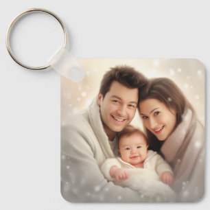 Simple Personalized Photo and Text Photo Keychain