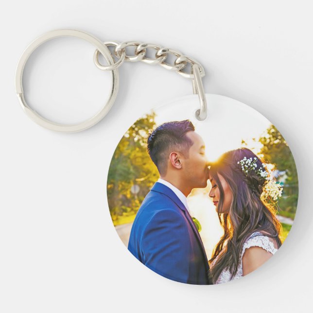 Simple Personalized Photo and Text Photo Keychain (Front)