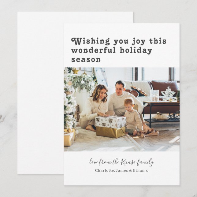 Simple Personalized Photo Christmas Holiday Card (Front/Back)