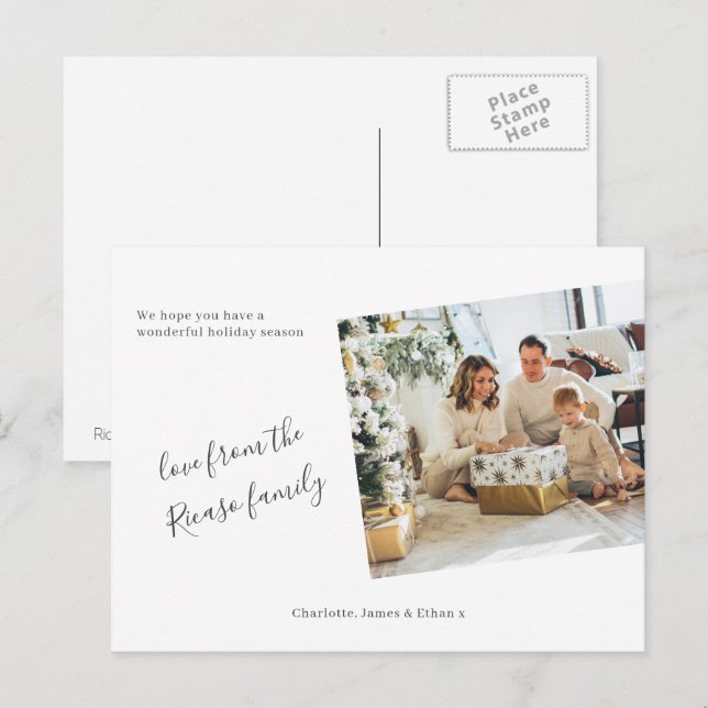 Simple Personalized Photo Christmas Holiday Postcard (Front/Back)