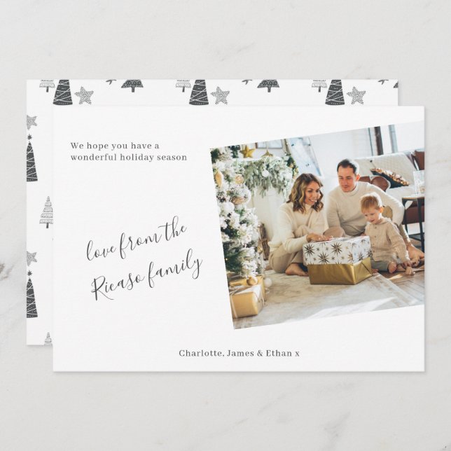 Simple Personalized Photo Christmas Tree Holiday Card (Front/Back)
