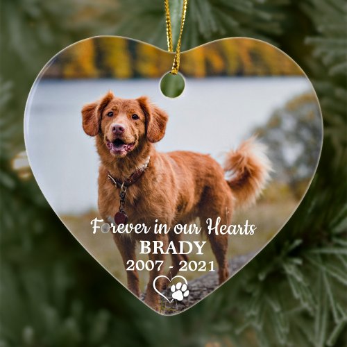 Simple Personalized Photo Sympathy Pet Memorial Ceramic Ornament