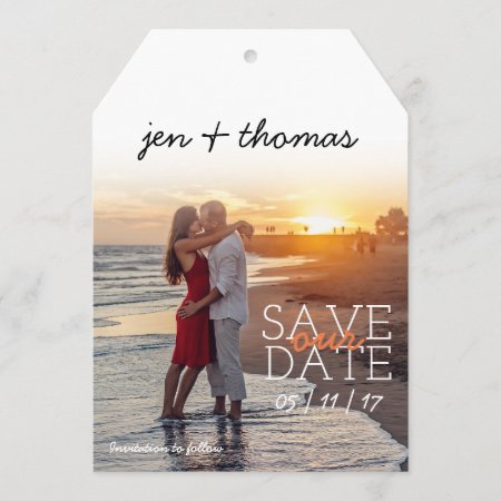 Simple Personalized Photo Tag Save Our Date Save The Date