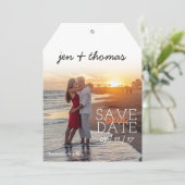Simple Personalized Photo Tag Save Our Date Save The Date (Standing Front)