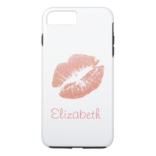 Simple Personalized Pink Glitter Lips iPhone 8 Plus7 Plus Case