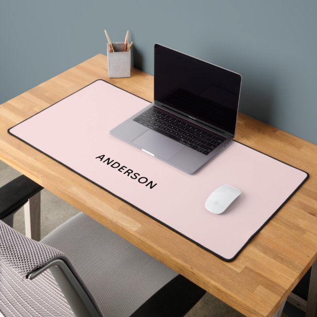 Simple Personalized Pink & Name Monogram | Elegant Desk Mat (Office 2)