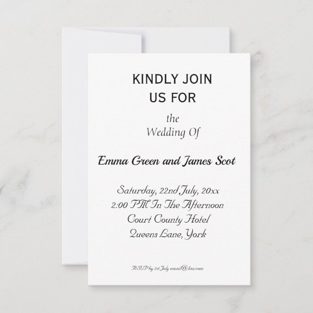 Simple Personalized Plain Wedding Invitation (Front)