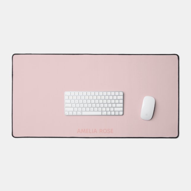 Simple Personalized Quartz Pink on Pink Desk Mat (Keyboard & Mouse)