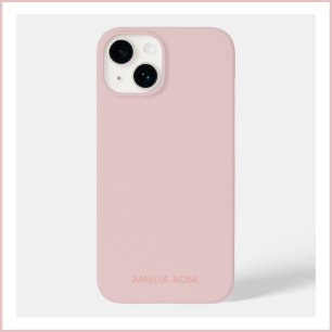 Simple Personalized Quartz Pink on Pink iPhone 14 Case-Mate iPhone 14 Case