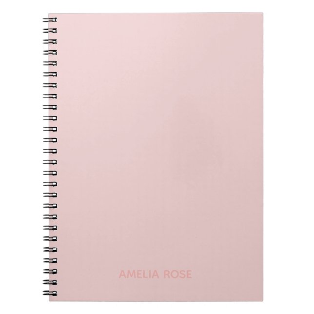 Simple Personalized Quartz Pink on Pink Notebook (Front)
