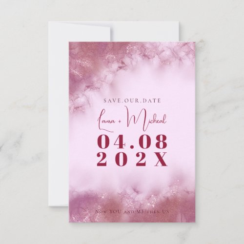 Simple Personalized Rose Marble Watercolor Wedding Thank You Card