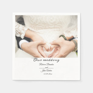 Simple Personalized Script Photo Wedding Party Napkins