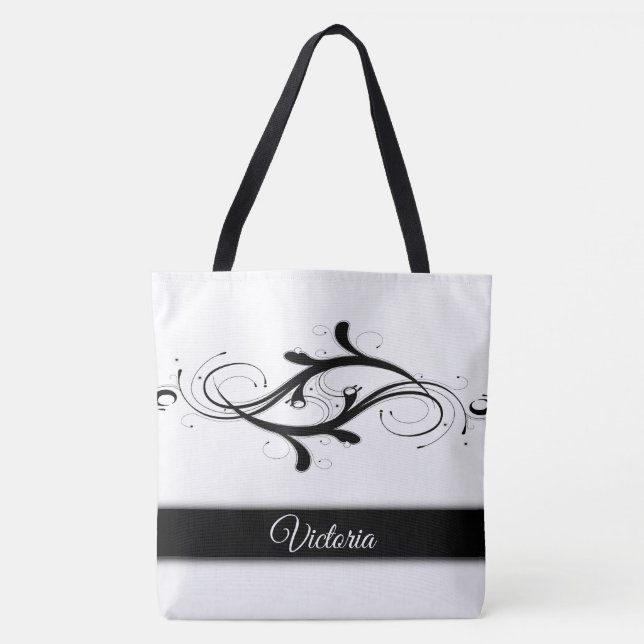 Simple Personalized Scroll Tote Bag (Front)