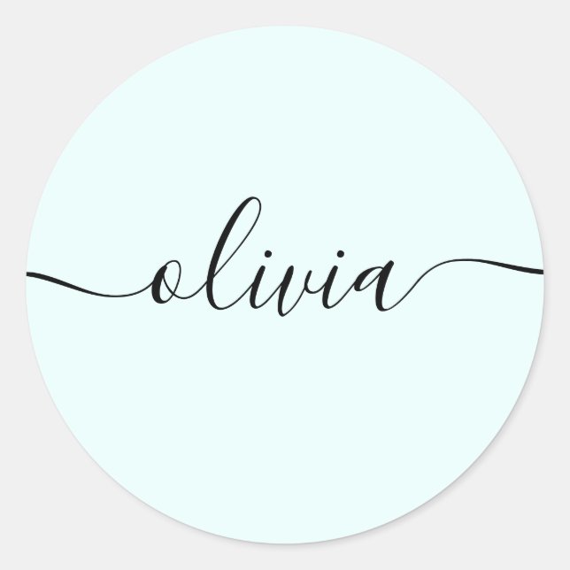 Simple Personalized Signature Script Mint Classic Round Sticker (Front)