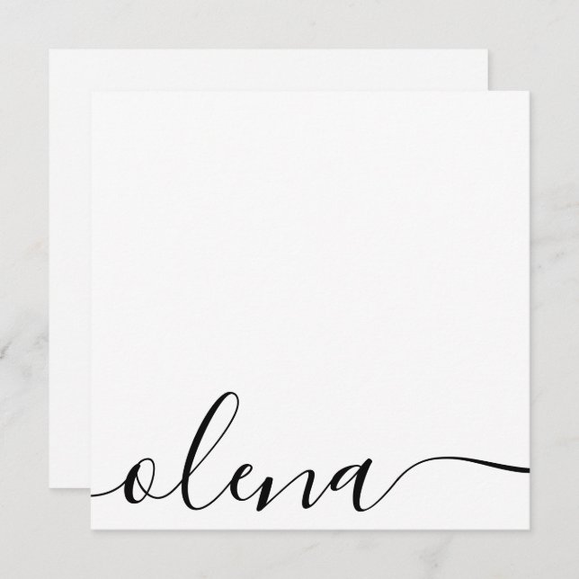 Simple  Personalized Signature Script Note Card (Front/Back)