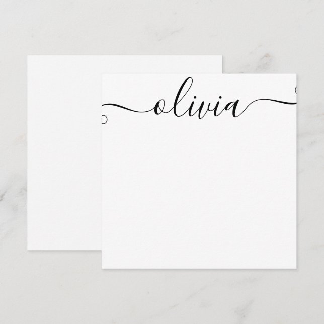 Simple  Personalized Signature Script Note Card (Front/Back)