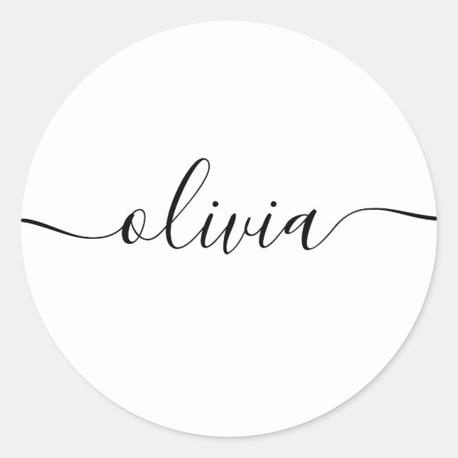 Simple Personalized Signature Script Red Classic Round Sticker (Front)