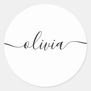 Simple Personalized Signature Script Red Classic Round Sticker