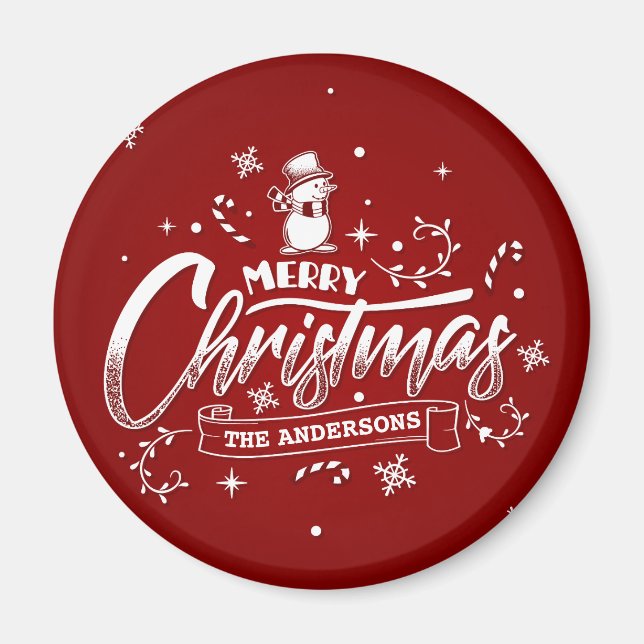Simple Personalized Snowman Christmas | Magnet (Front)