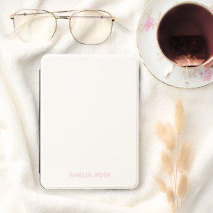 Simple Personalized Soft Pink on White Kindle Cover