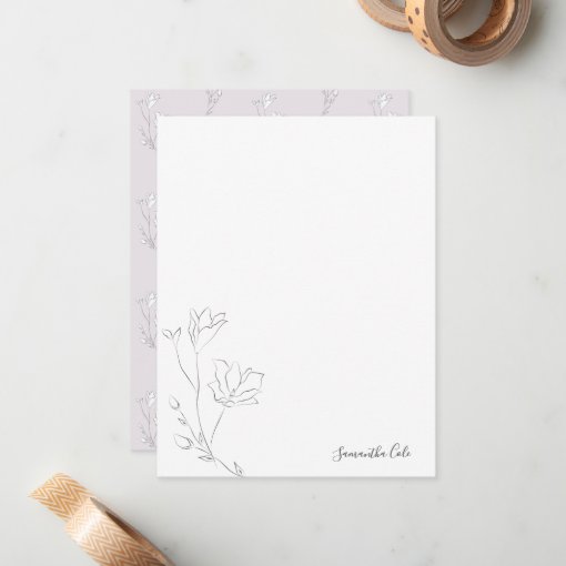 Simple Personalized Stationery Flat Note Card | Zazzle