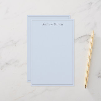 Simple Personalized Stationery Paper | Blue Silver