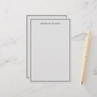 Simple Personalized Stationery Paper | Gray