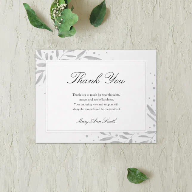 Simple Personalized Sympathy Thank You Cards | Zazzle