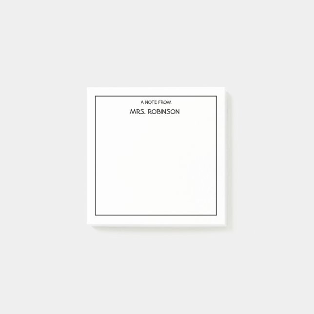 Simple Personalized Teacher Name Professional  Post-it Notes (Front)