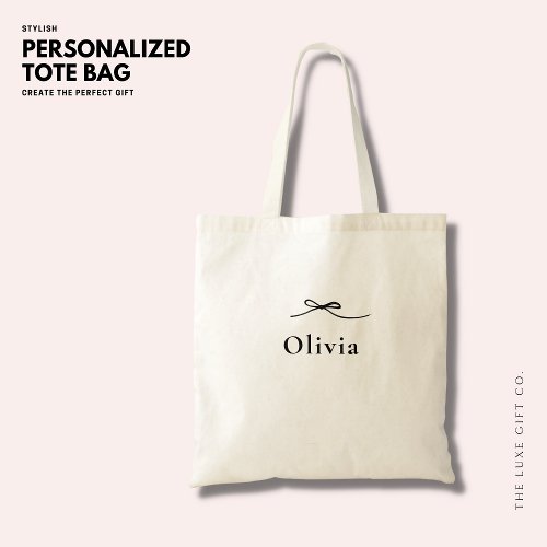 Simple Personalized Tote Bag with Bow