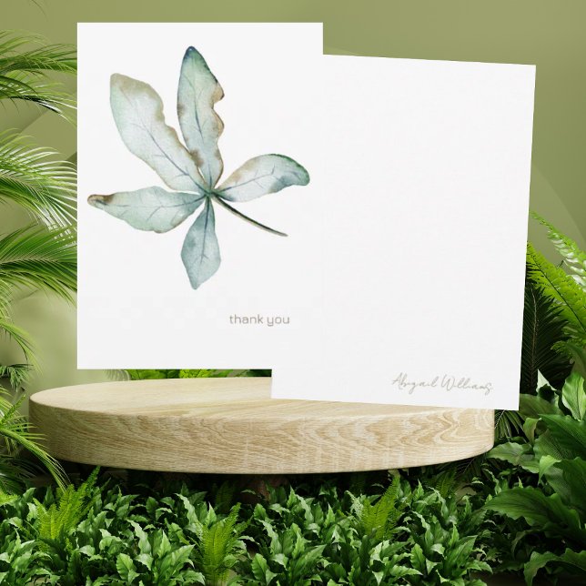 Simple Personalized Tropical Greenery Thank You Card (Creator Uploaded)