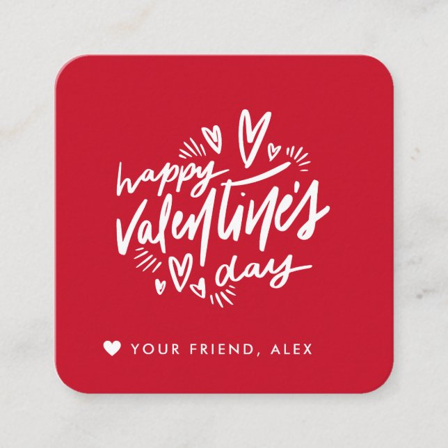 Simple  Personalized Valentine's Kids Classroom Enclosure Card (Front)