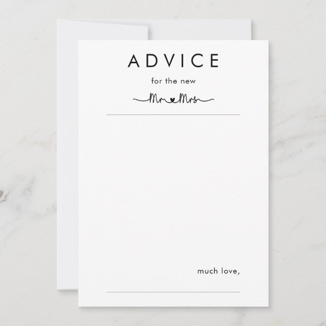 Simple Personalized Wedding Advice Card (Front)