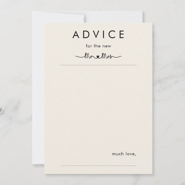 Simple Personalized Wedding Advice Card (Front)