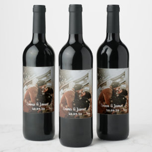 Simple Personalized Wedding Photo Wine Labels