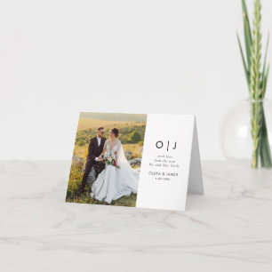 Simple Personalized wedding thank you card,