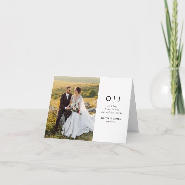 Simple Personalized wedding thank you card, (Front)