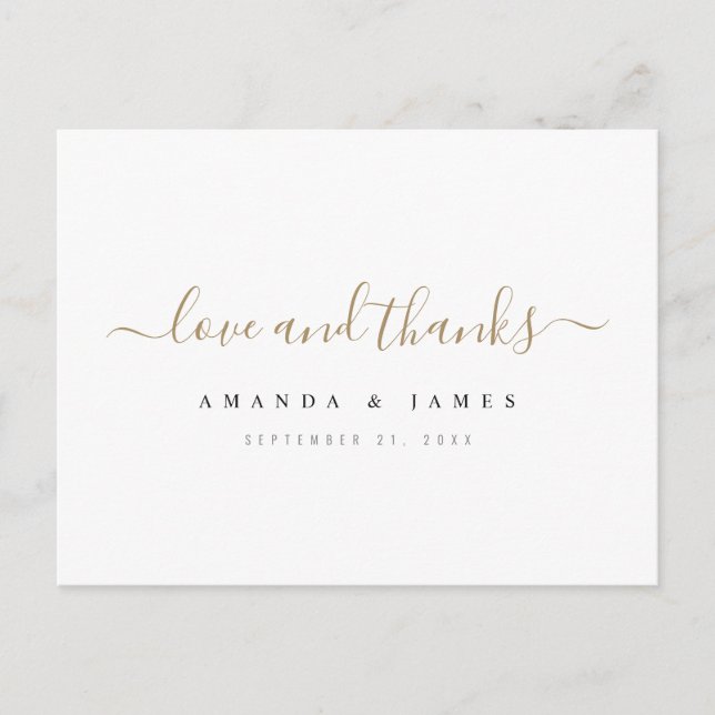 Simple Personalized Wedding Thank You Postcard (Front)