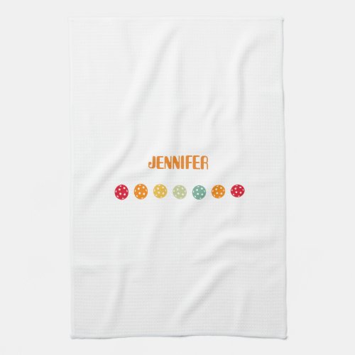 Simple Personalized White Orange Pickleball Towel 