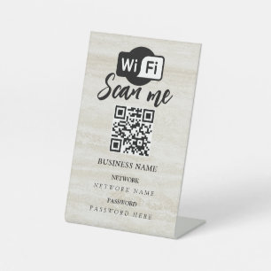 Simple Personalized Wifi Network qr code Password Pedestal Sign